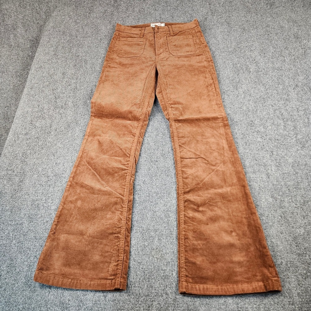 Gap 70s Flare High Rise Corduroy Pants Brown Patch Pocket Size 27 4R
